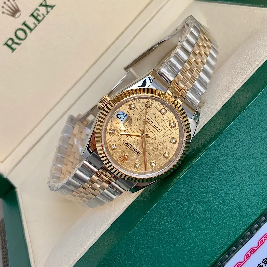 Rolex Datejust 36 Two-Tone 18K Gold (10 Diamond Dial) Ref. 126233 - 1:1 Super Clone Detail View 2