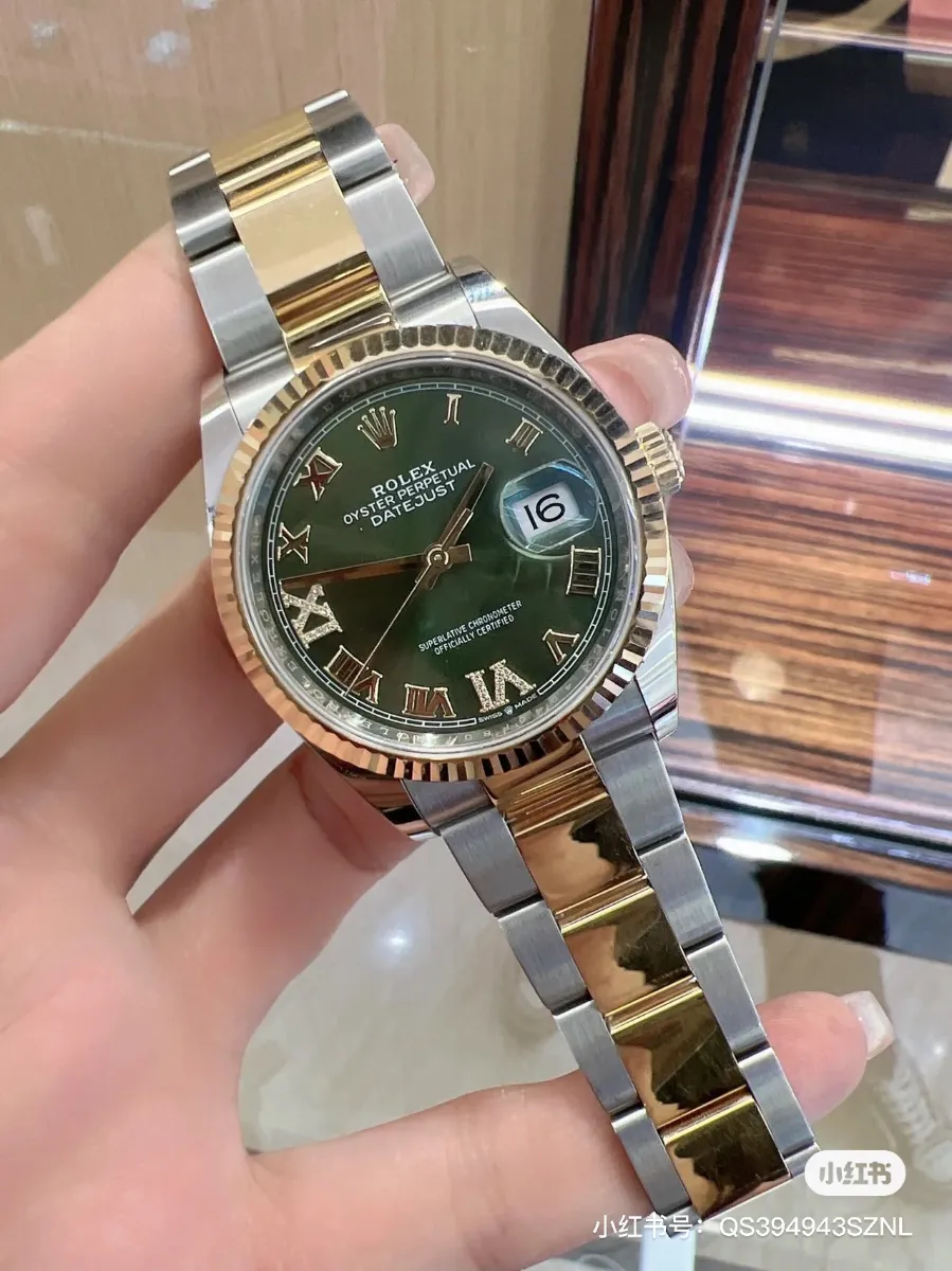 Rolex Datejust 36 904L Steel (Olive Green Dial - Oyster) Ref. N/A - 1:1 Super Clone Detail View 2