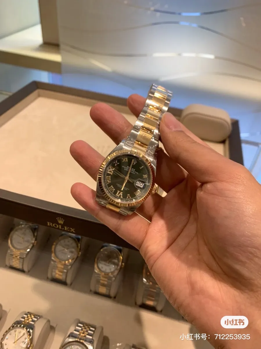 Rolex Datejust 36 904L Steel (Olive Green Dial - Oyster) Ref. N/A - 1:1 Super Clone Detail View 6