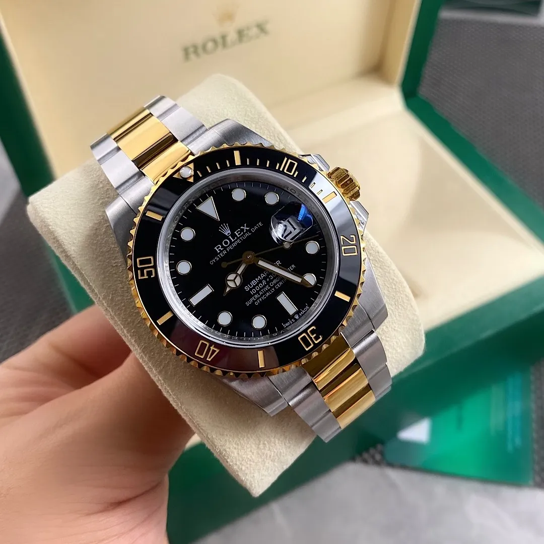 Rolex Submariner 41mm Two-Tone Yellow Gold (Black Dial) Ref. 116613LN - 1:1 Super Clone Detail View 6