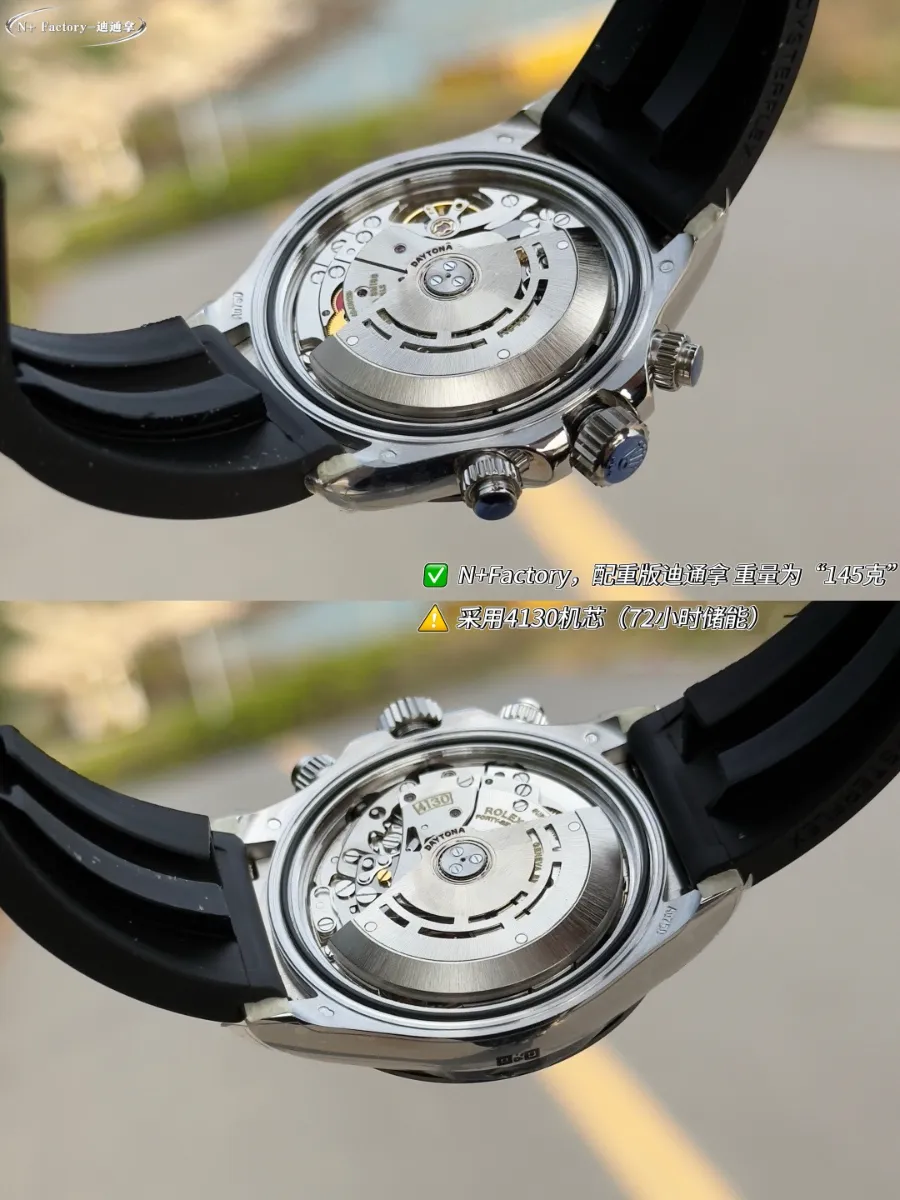 Rolex Daytona 40mm 904L Steel Weighted (Black Dial) Ref. 126500LN - 1:1 Super Clone Detail View 4