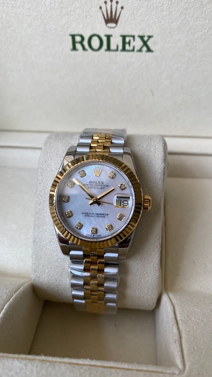 Rolex Datejust 31 Full Rose Gold (Swarovski Bezel - President) Ref. 278285 - 1:1 Super Clone Detail View 5