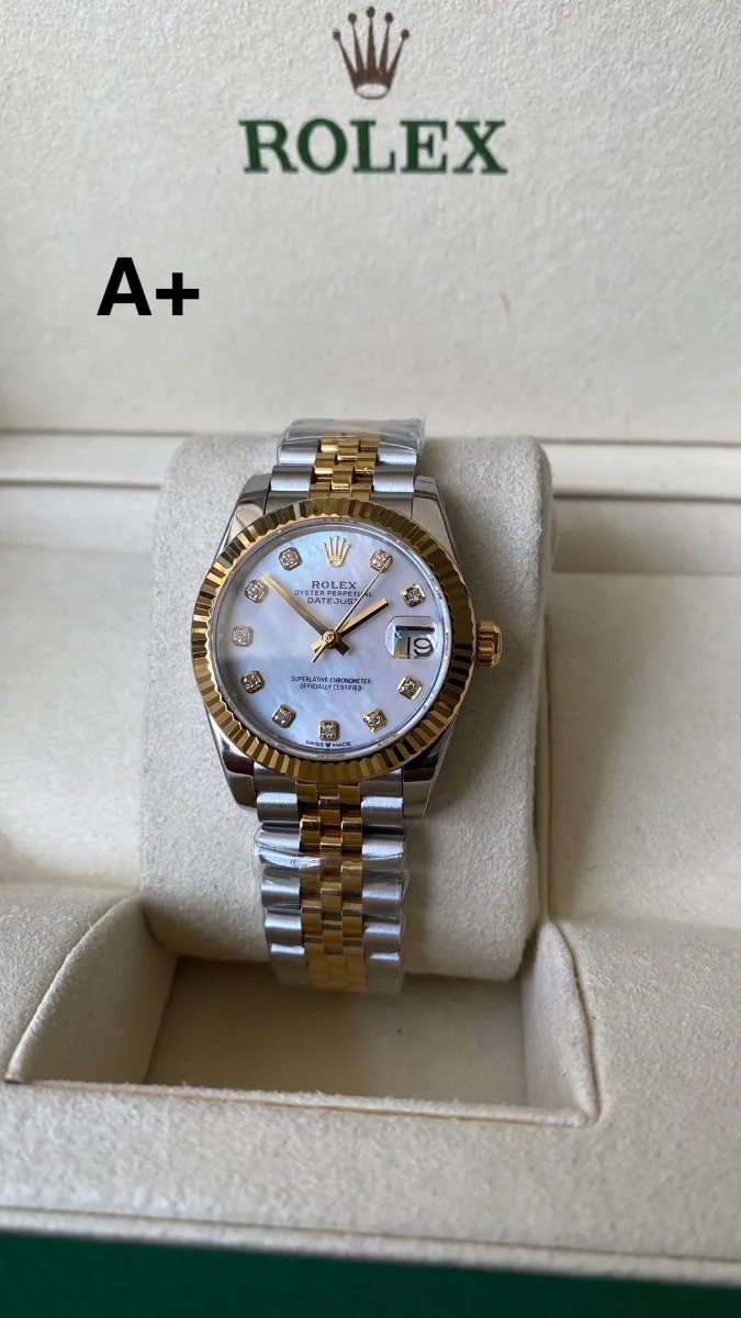 Rolex Datejust 31 Full Rose Gold (Swarovski Bezel - President) Ref. 278285 - 1:1 Super Clone Detail View 8
