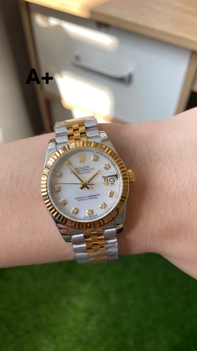 Rolex Datejust 31 Full Rose Gold (Swarovski Bezel - President) Ref. 278285 - 1:1 Super Clone Detail View 9