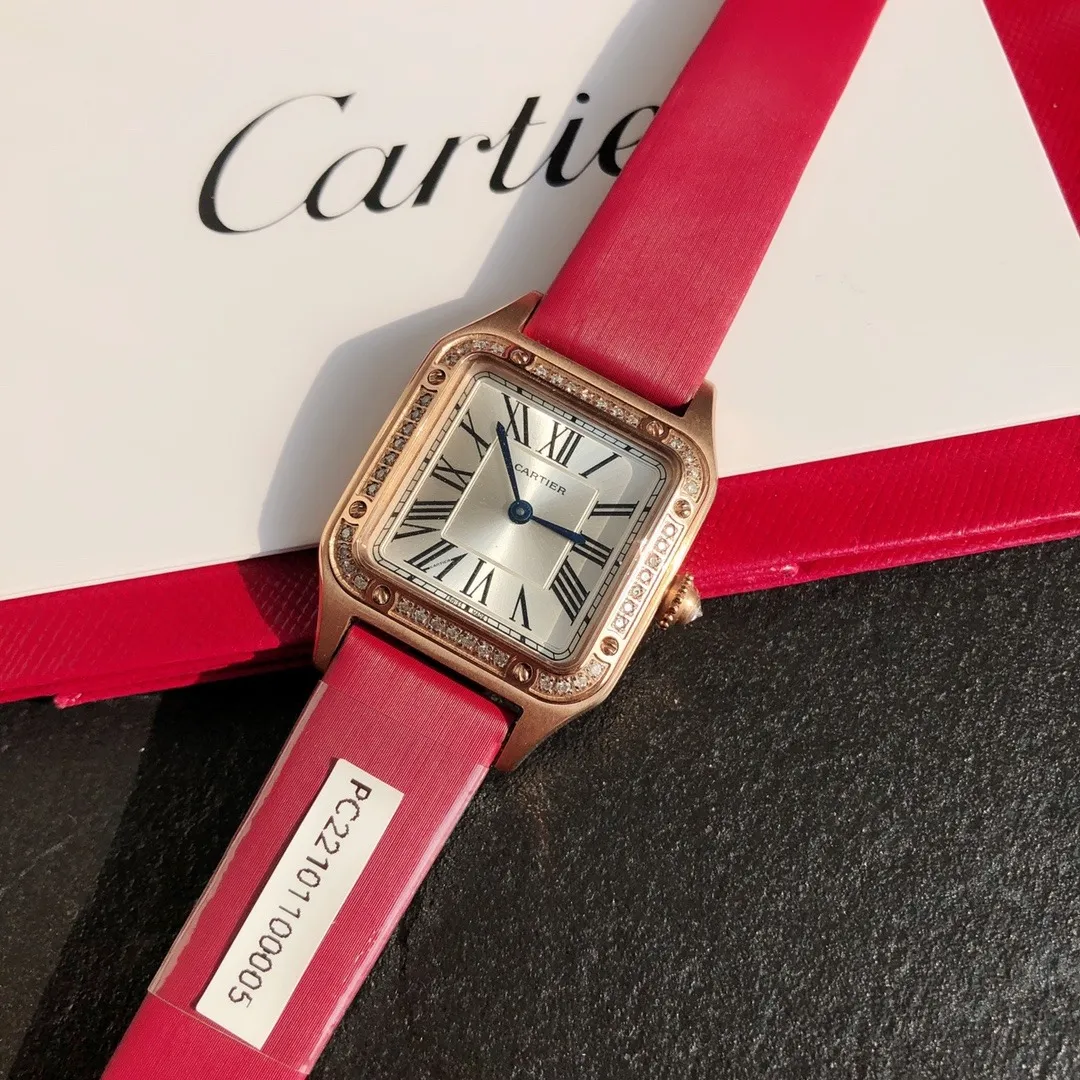 Cartier Santos Dumont Ultra-Thin (Rose Gold & Genuine Diamonds) Ref. WJSA0017 - 1:1 Super Clone Detail View 1