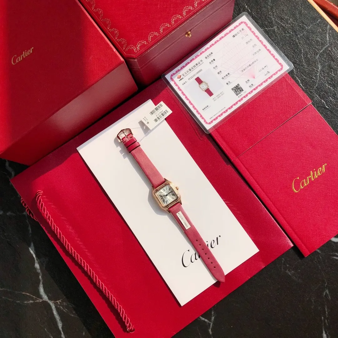 Cartier Santos Dumont Ultra-Thin (Rose Gold & Genuine Diamonds) Ref. WJSA0017 - 1:1 Super Clone Detail View 2