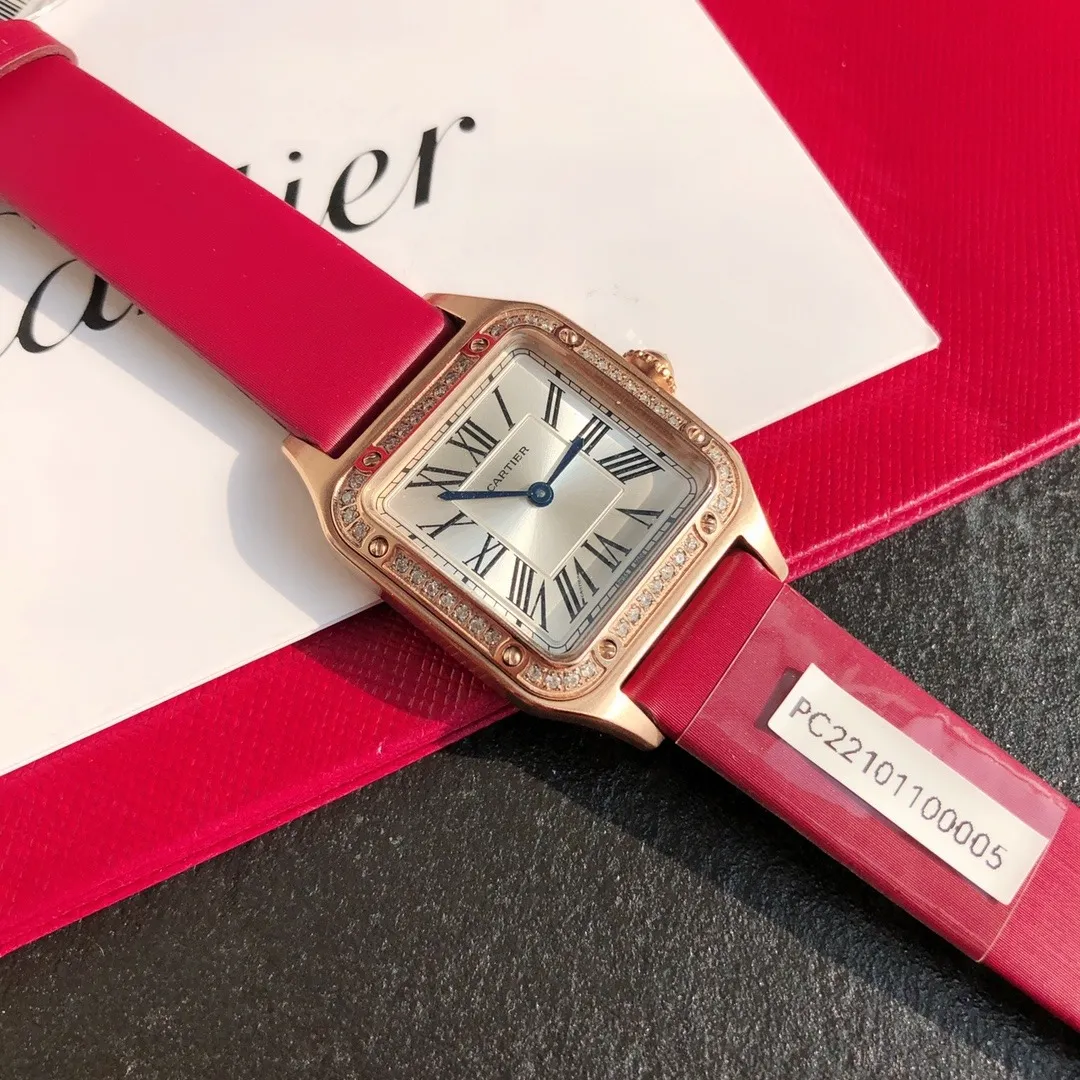 Cartier Santos Dumont Ultra-Thin (Rose Gold & Genuine Diamonds) Ref. WJSA0017 - 1:1 Super Clone Detail View 3