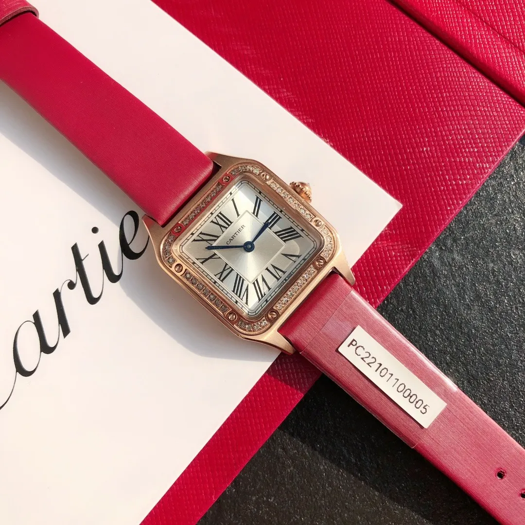 Cartier Santos Dumont Ultra-Thin (Rose Gold & Genuine Diamonds) Ref. WJSA0017 - 1:1 Super Clone Detail View 4