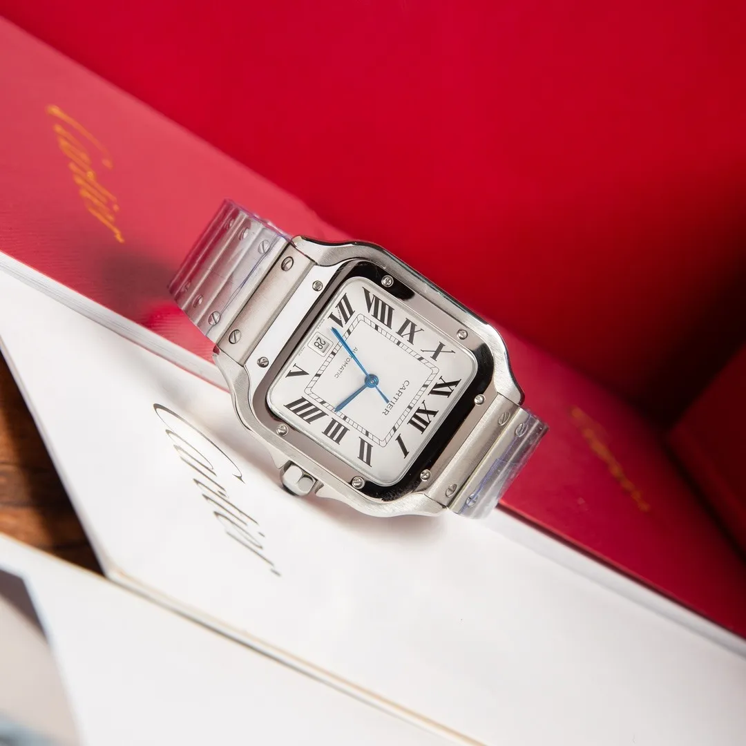 Cartier Santos de Cartier 40mm (Classic White Dial) Ref. WSSA0018 - 1:1 Super Clone Detail View 2