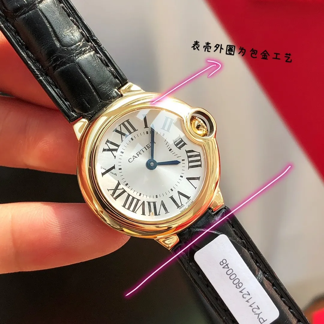 Cartier Ballon Bleu 28mm (18k Gold Plated) Ref. WGBB0007 - 1:1 Super Clone Detail View 4