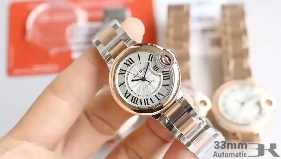 Cartier Ballon Bleu 33mm 3K Factory Automatic (Two-Tone Rose Gold) Ref. W6920071 - 1:1 Super Clone Detail View 1