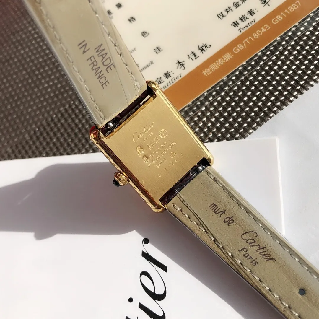 Cartier Tank Must De Vintage 23x30mm (24k Gold Plated) Ref. Vintage Tank Must De - 1:1 Super Clone Detail View 3