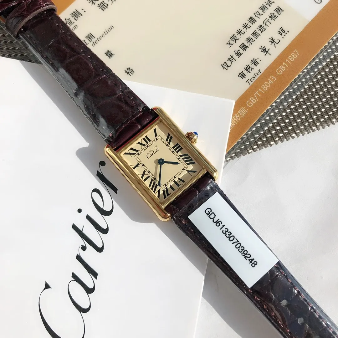 Cartier Tank Must De Vintage 23x30mm (24k Gold Plated) Ref. Vintage Tank Must De - 1:1 Super Clone Detail View 6
