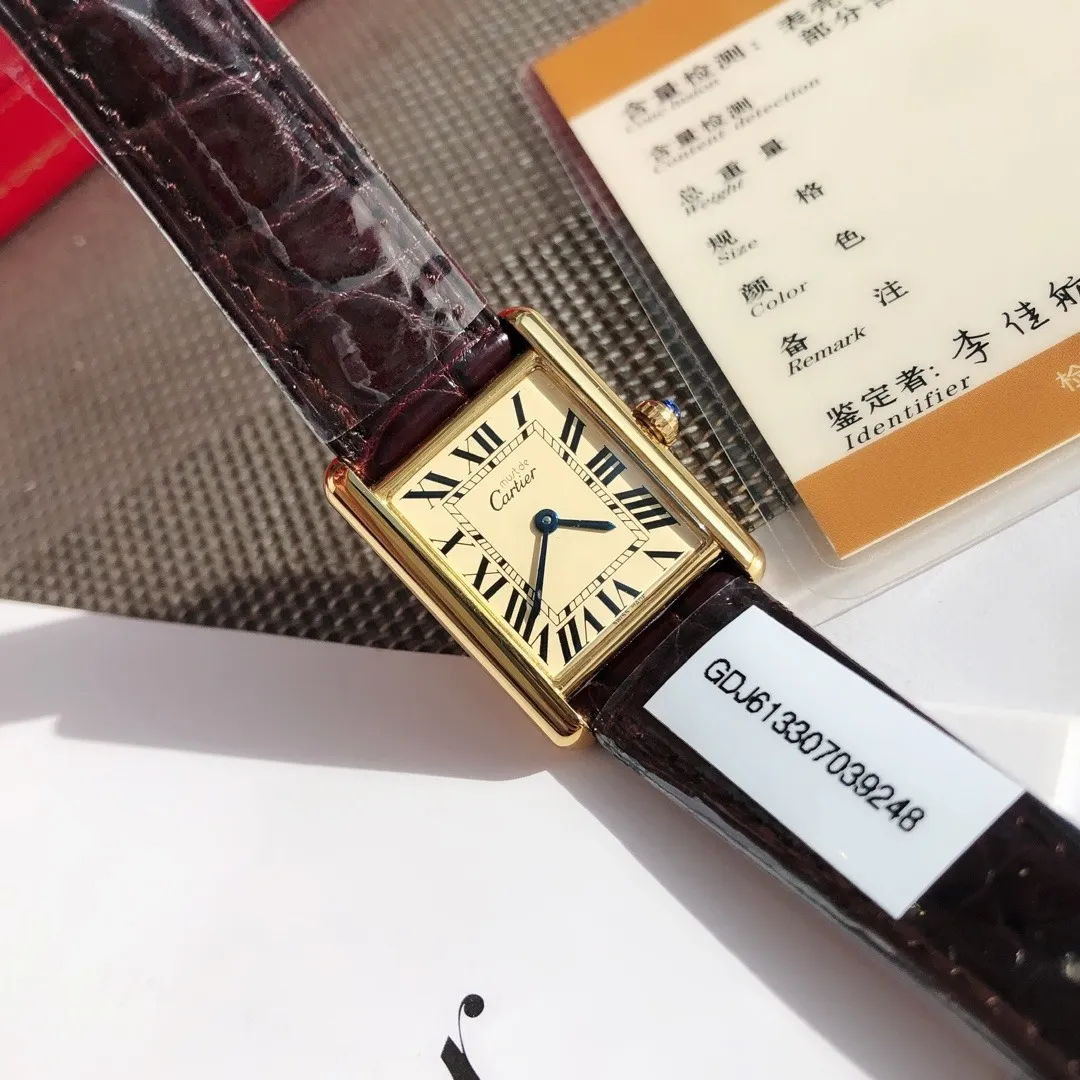 Cartier Tank Must De Vintage 23x30mm (24k Gold Plated) Ref. Vintage Tank Must De - 1:1 Super Clone Detail View 7